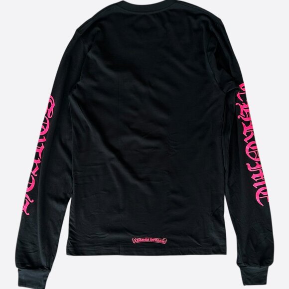 Chrome Hearts Black & Pink Neck Logo Longsleeve T-Shirt - Picture 2 of 7